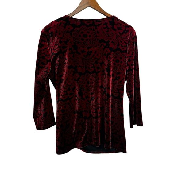Choices Red Black Velvet faux wrap top Goth Vamp Whimsigoth Dark L - Picture 3 of 10